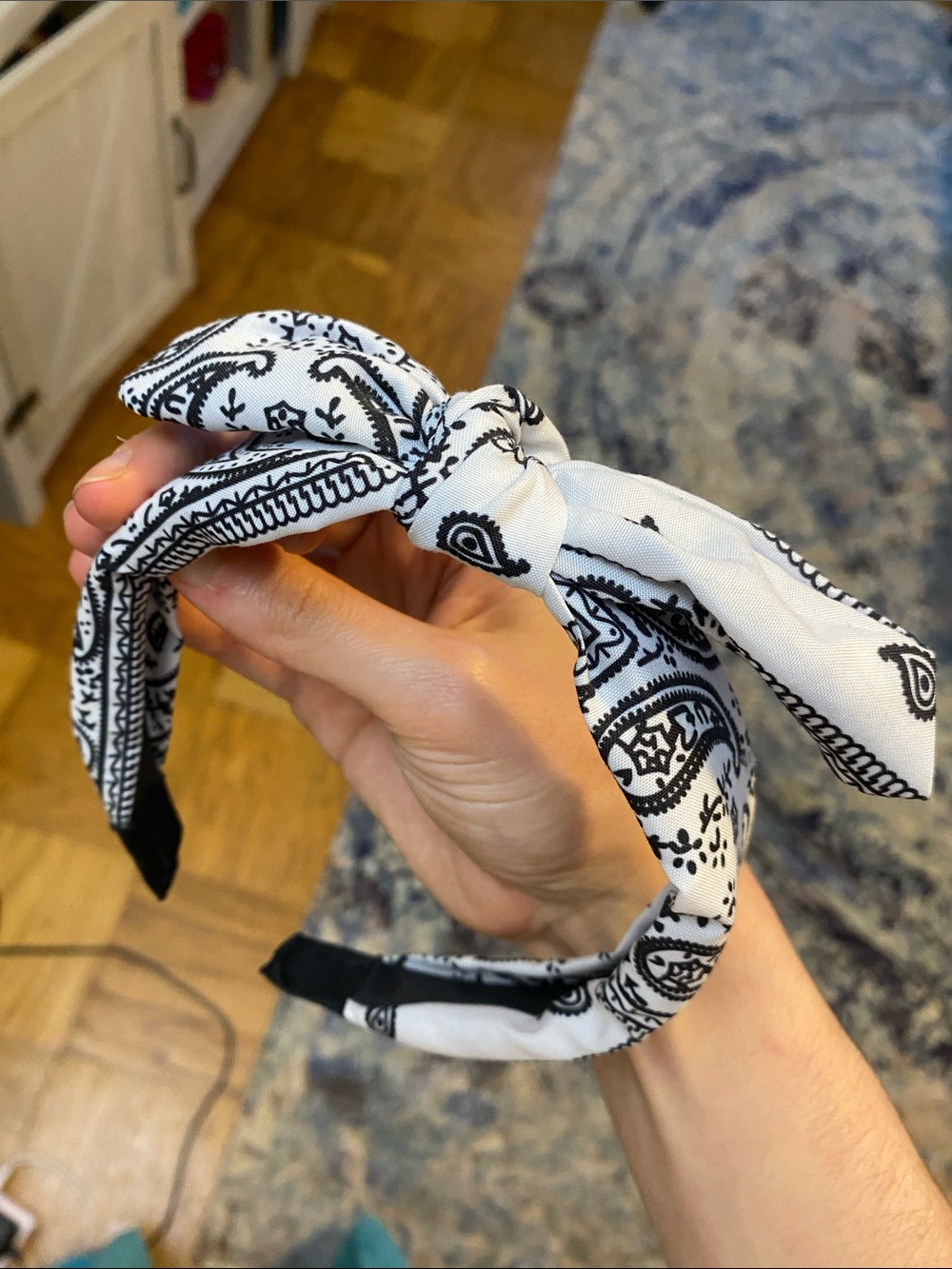 Black & White Paisley Knot Headband - Women Accessories